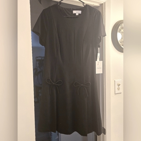 CeCe Women's Short-Sleeve Fit & Flare Bow-Trim Dress Size 12 - Picture 8 of 8